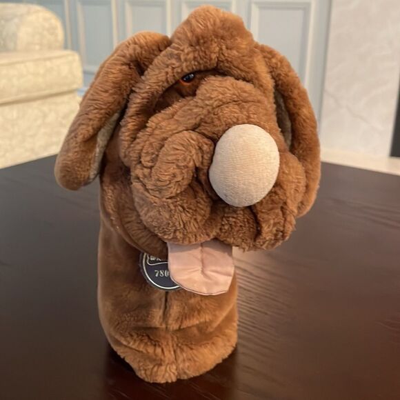 Wrinkles the Dark Brown Dog Head Puppet Good Condition 780796 9” tall - Picture 3 of 5